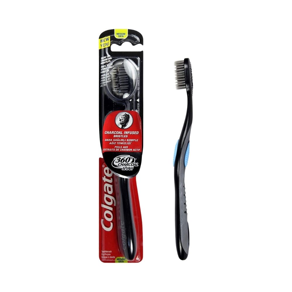 Colgate 360 Black Charcoal Medium Toothbrush 